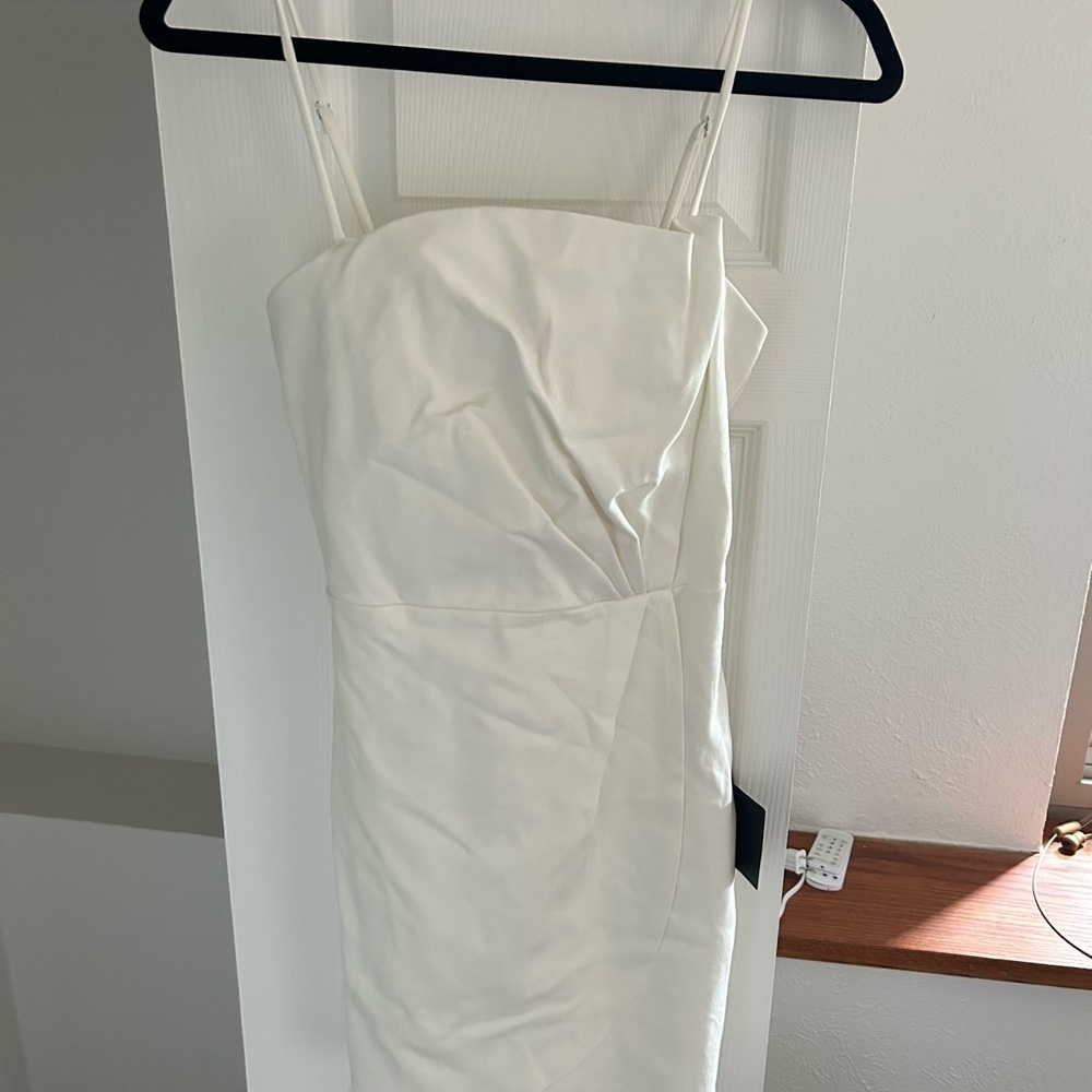 Classic White Spaghetti Strap Sheath Dress